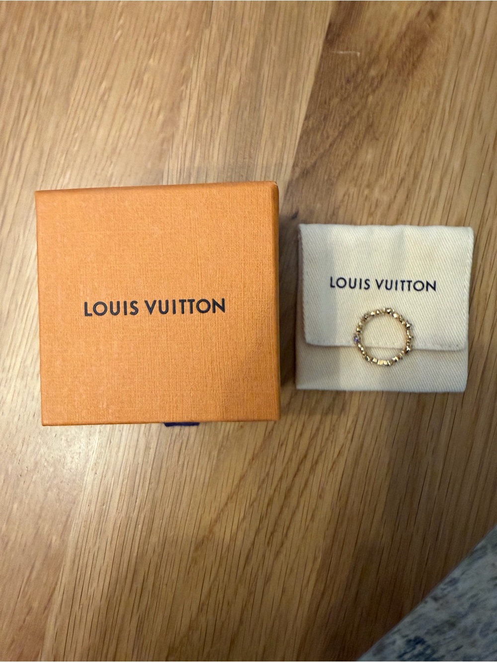 Louis Vuitton LV Iconic Crystal Gold Tone Ring EU 50 US 5.25 Authenticated